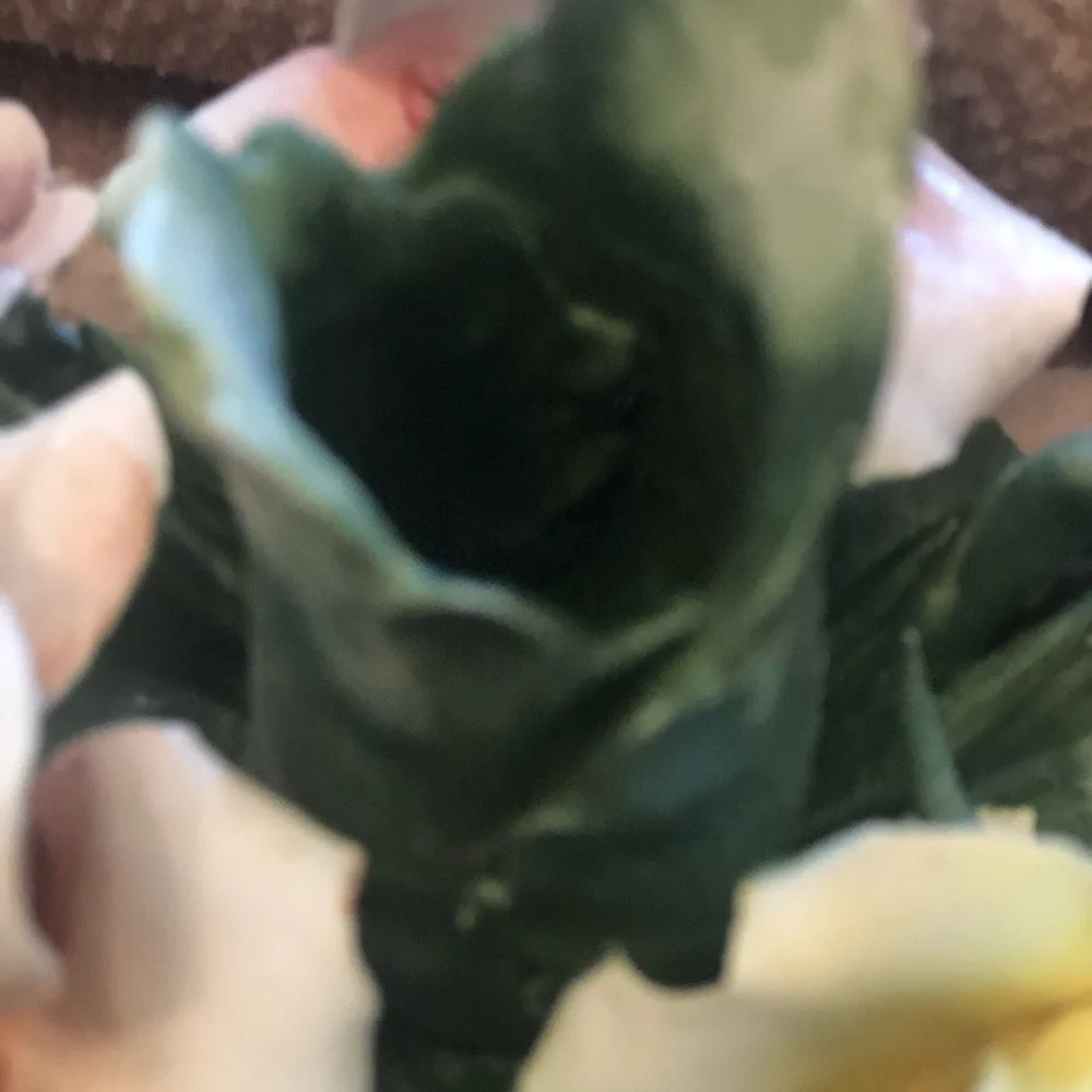 Vintage Capodimonte Yellow Rose Floral Accent with Green Leaves Candleholder